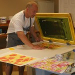 Mike Martino printing Slk screen at Blue Fig Editions